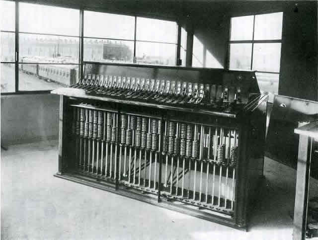 Wellington A signal box interior in 1937 publicty photo from Westinghouse collection 1st frame section