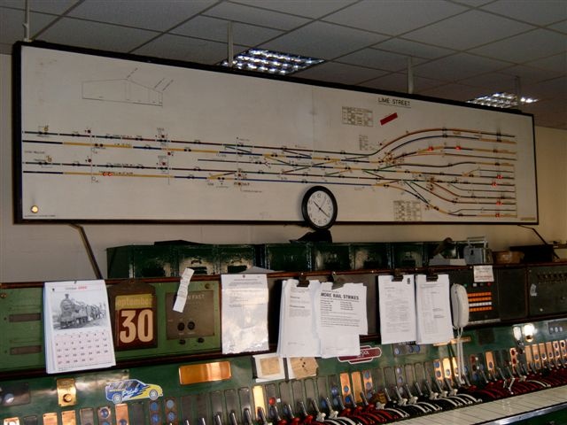 Liverpool Lime Street signal box in 2002 closeup of diagram