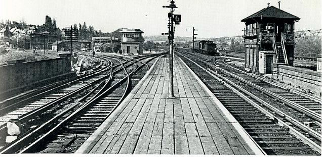 Purley signal box taken arond 1950's, with its Westinghouse Brake and Signal Co. Ltd miniature power lever frame photograph