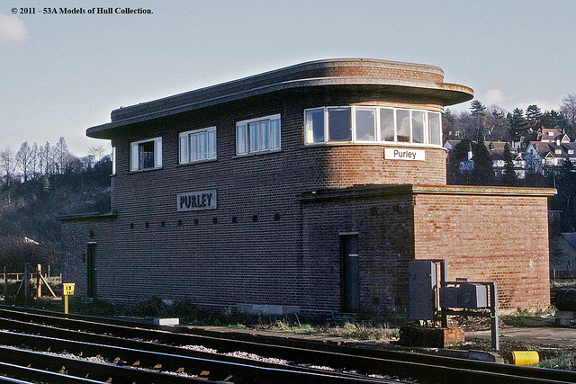BR(SR) signal box at Purley - c.02/1980.