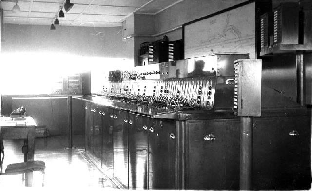 Purley  signal box internior taken in 1950's, with its Westinghouse Brake and Signal Co. Ltd miniature power lever frame
