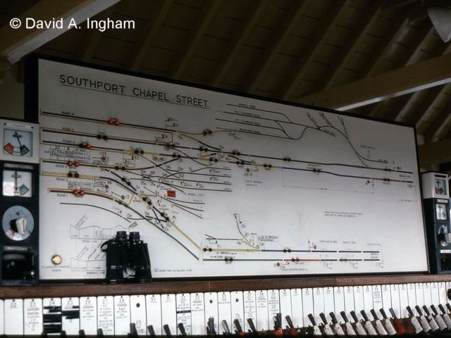Southport Chapel Street signal box general interior view taken 1987, with its track diagram photograph 1