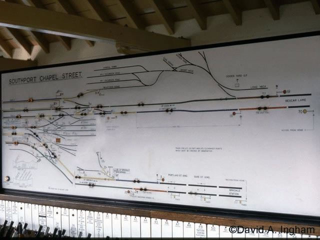 Southport Chapel Street signal box general interior view taken 1987, with its track diagram photograph 3
