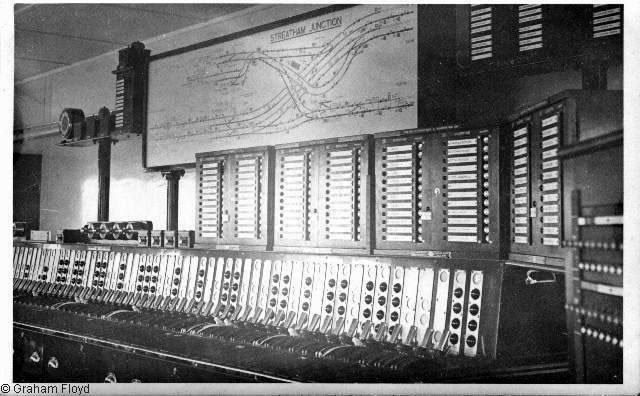 Streatham Junction looking north before opening in 1955, with its Westinghouse miniature power lever frame.