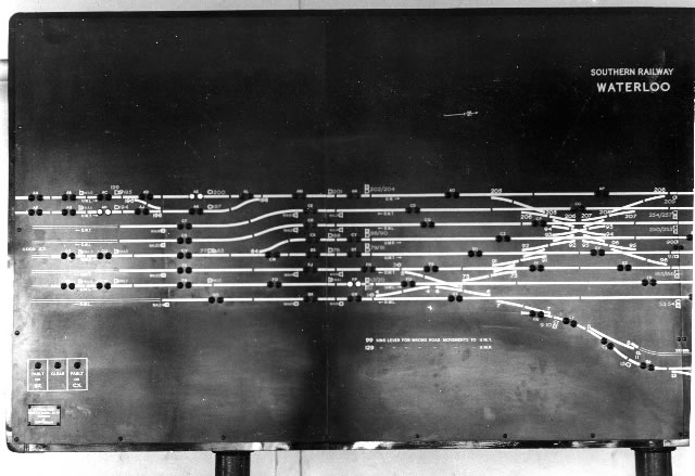 Waterloo signal box track diagram LH end closeup 19th October 1936 publicity photograph