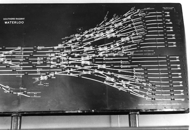 Waterloo signal box track diagram RH end closeup no.1 19th October 1936 publicity photograph