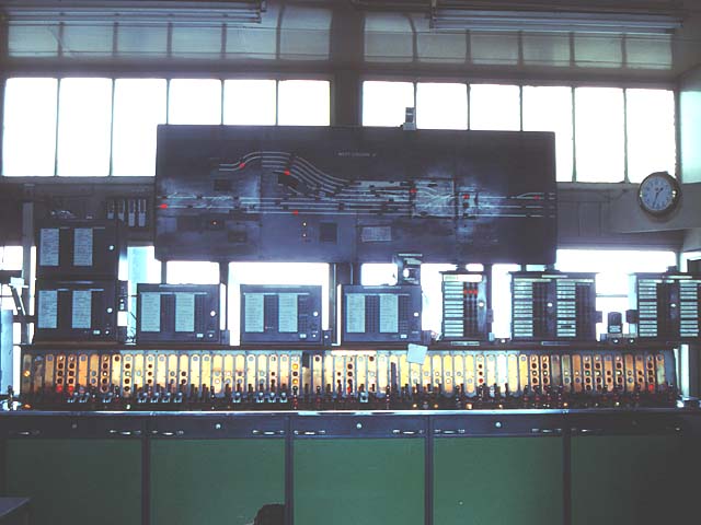West London Junction  signal box taken in 1988, with its Westinghouse Brake and Signal Co. Ltd miniature power lever frame photograph  an train describers and diagram.