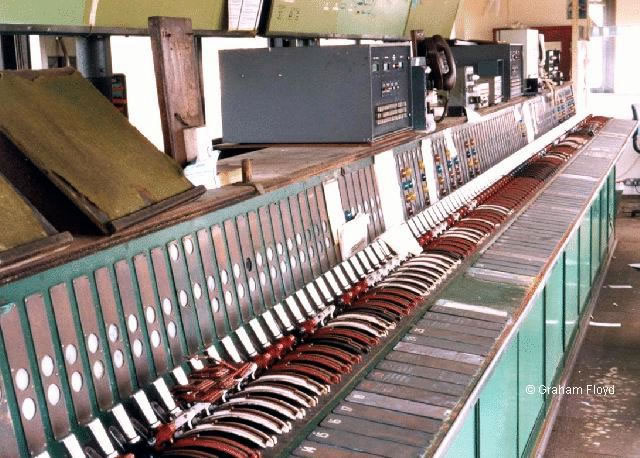 Woking signal box internal view after closure, post  22nd august 1997.