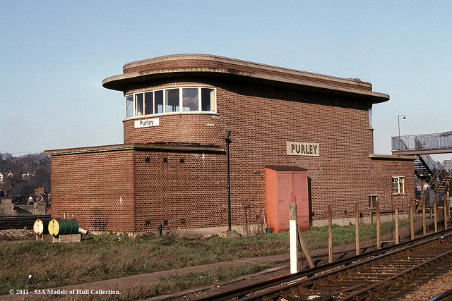 BR(SR) signal box at Purley - c.02/1980.