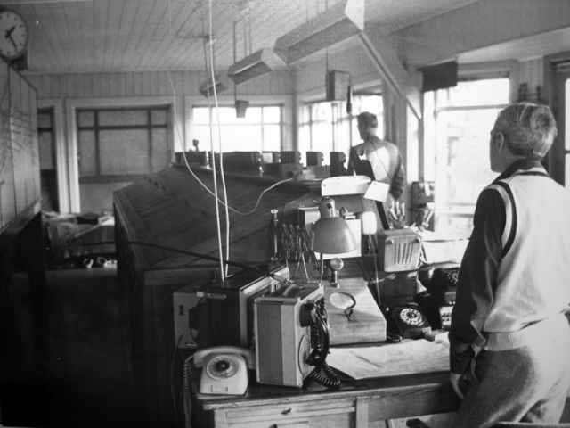 Malmö C signal box internior, with its Westinghouse Brake and Signal Co. Ltd Style 'K' miniature power lever frame photograph 2