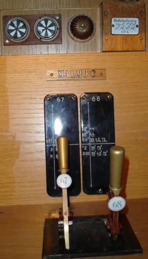 Malmö C signal box internior, with its Westinghouse Brake and Signal Co. Ltd Style 'K' miniature power lever frame photograph 8