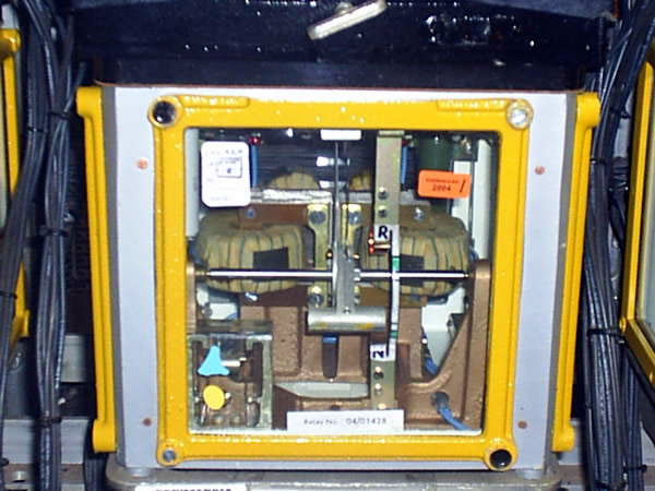 Pasons Green Relay room with its Westinghouse 1950 'glass' style relays, for lever 16 Normal Relay, Point Indication {WKR} 